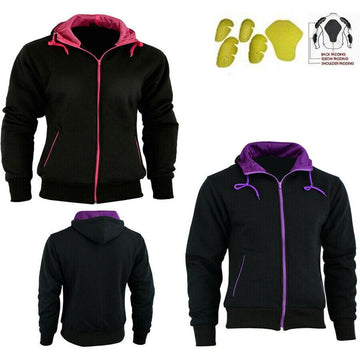 Ladies Fleece Hoodie Removable CE Armour Motorbike Jacket - biznimart